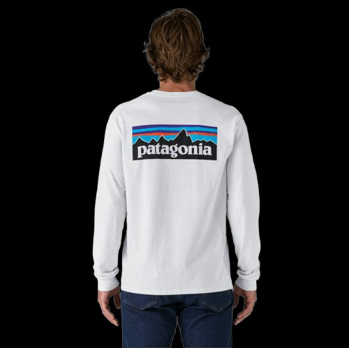 PATAGONIA CAMISETA MANGA LARGA P6 LOGO RESPONSIBILI HOMBRE WHITE