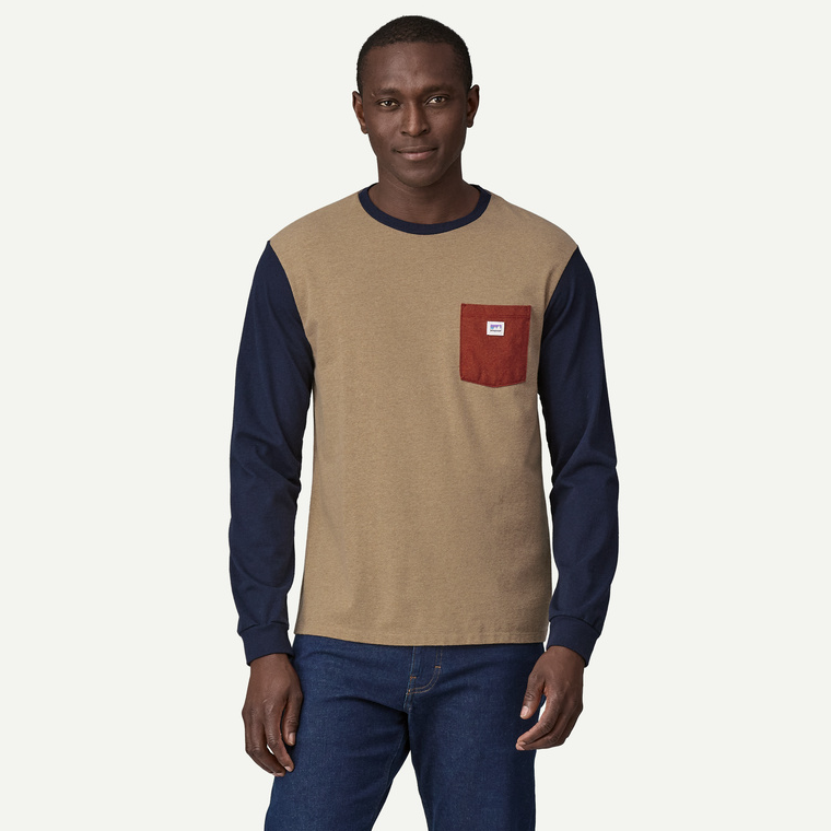 PATAGONIA CAMISETA MANGA LARGA SHOP STICKER POCKET RESPONSIBILI HOMBRE GRAYLING BROWN