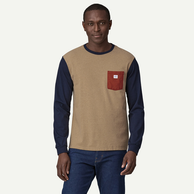 PATAGONIA CAMISETA MANGA LARGA SHOP STICKER POCKET RESPONSIBILI HOMBRE GRAYLING BROWN