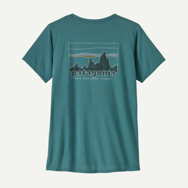 PATAGONIA CAMISETA CAP COOL DAILY GRAPHIC MUJER ´73 SKYLINE WETLAND BLUE
